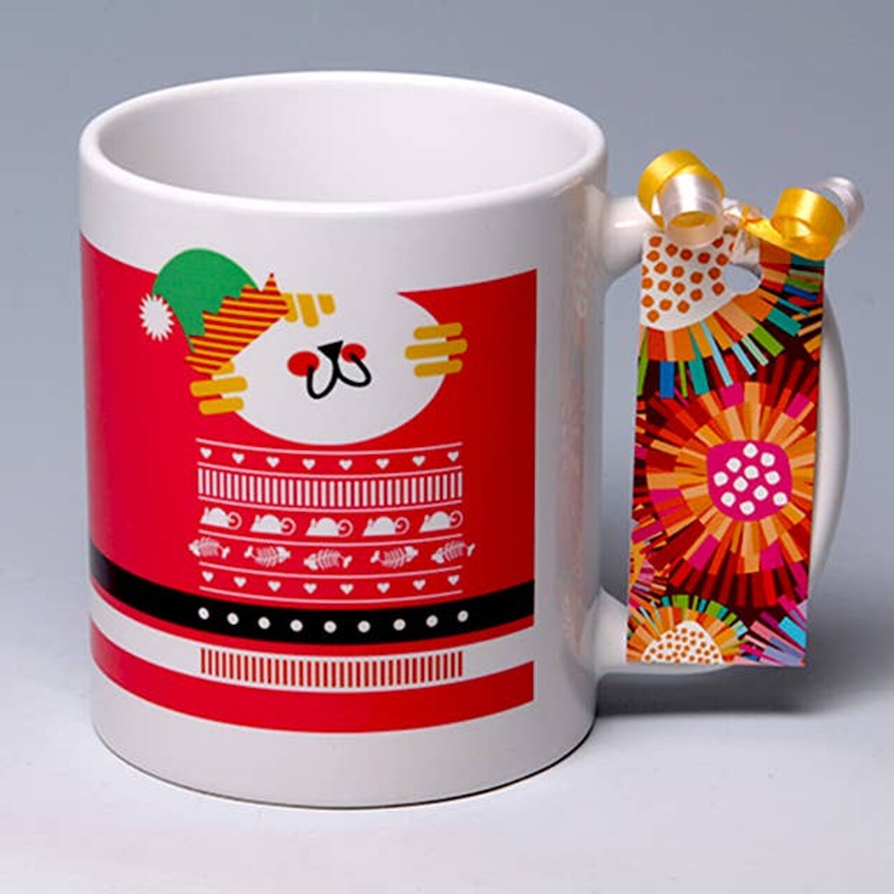 Edge Collections - Red - Festive Cat-Themed Holiday Mug - 1 Piece
